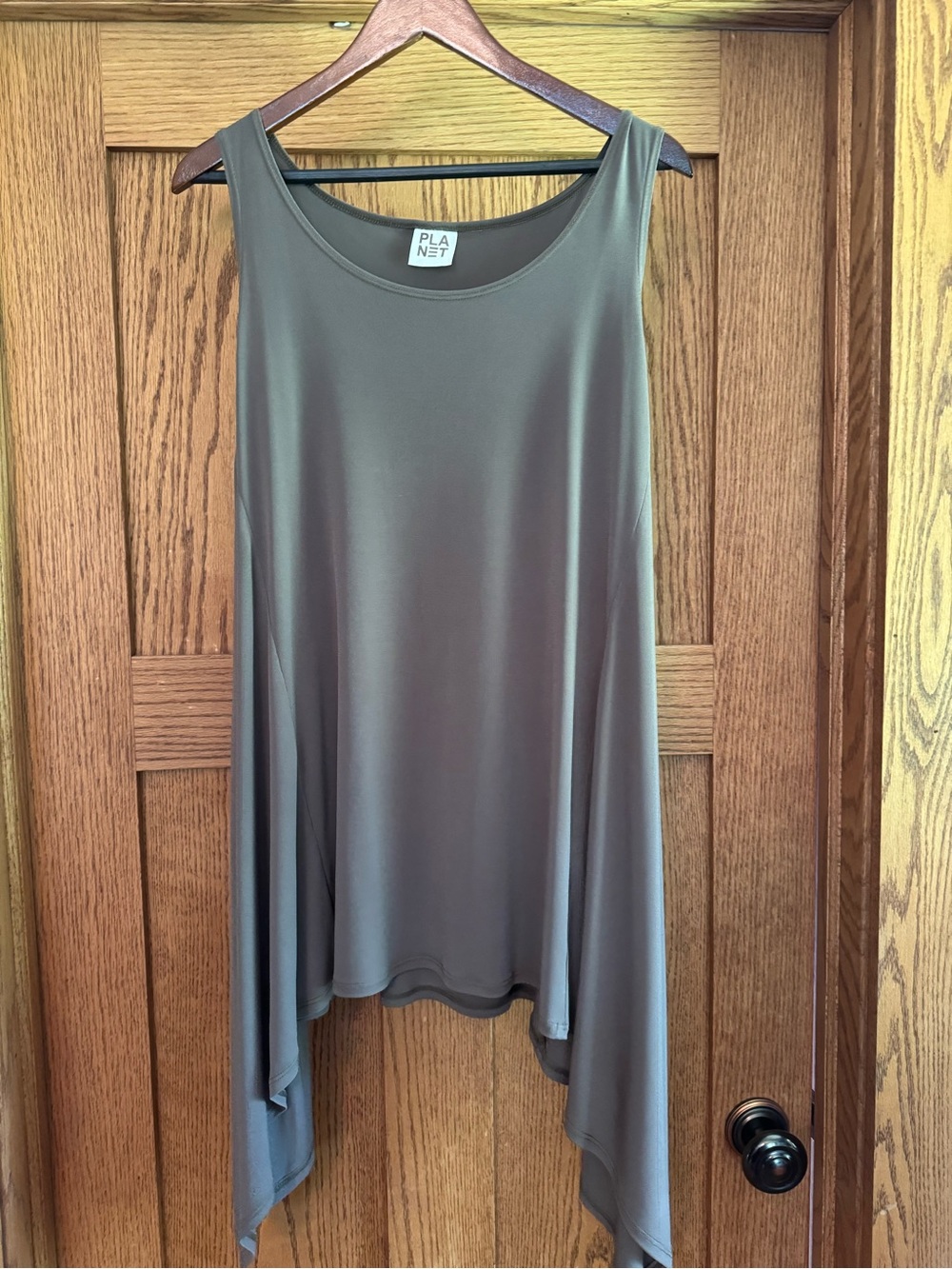 Sleeveless Asymmetric Hem tunic Tank Top - Olive Green